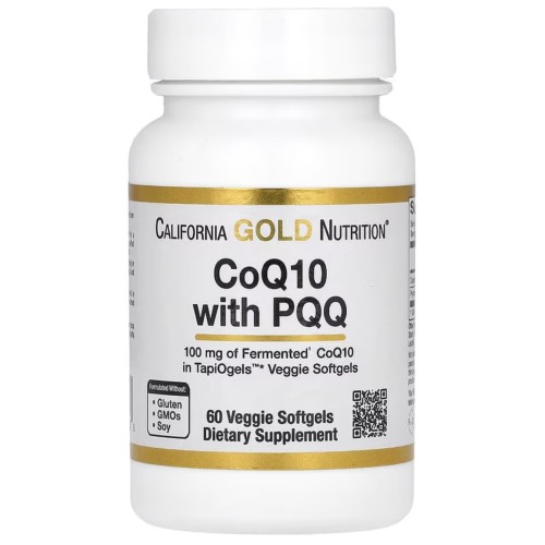 California Gold Nutrition, коэнзим Q10 с пирролохинолинхиноном (PQQ), 100 мг, 60 растительных капсул